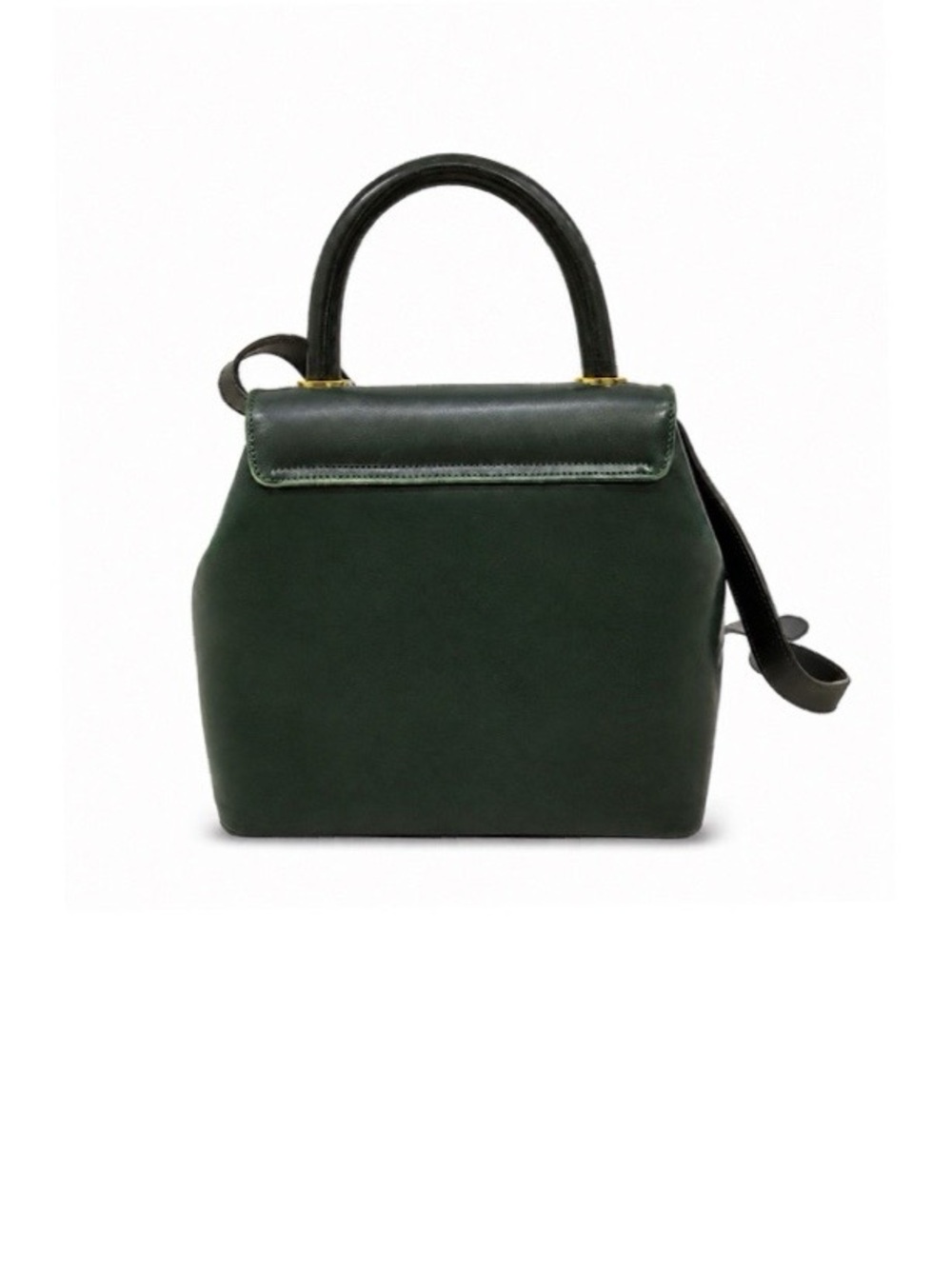 Vintage Salvatore Ferragamo Dark Green Leather Gancini Top Handle Bag - Picture 5 of 16
